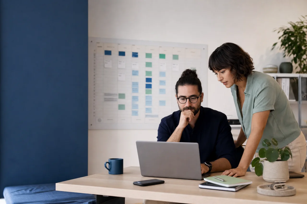 Profesionales revisando adscripción de medios